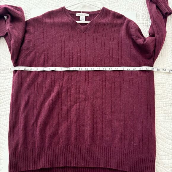 Geoffrey Beene Mens Burgundy Large Cashmere Sweater V Neck Pullover Winter - Picture 8 of 9